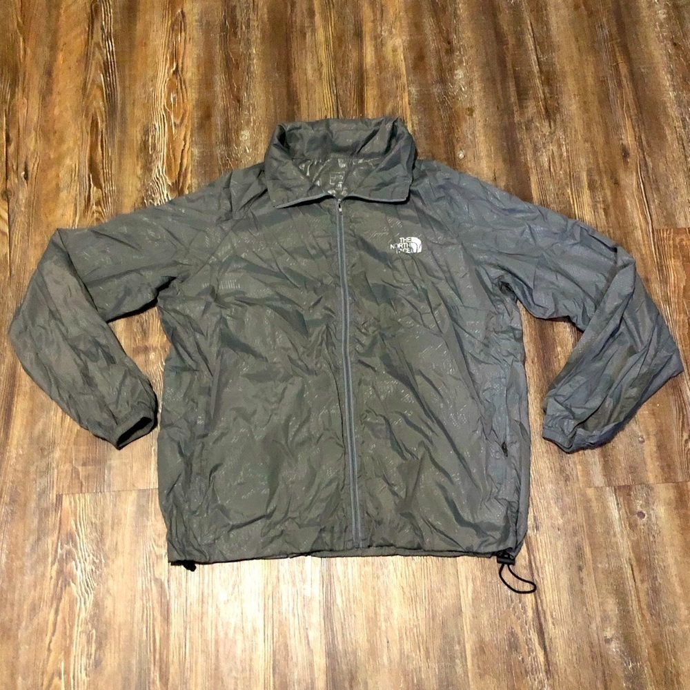 The North Face Windbreaker Men's Medium Nylon Gray Silver Full Zip Jacket